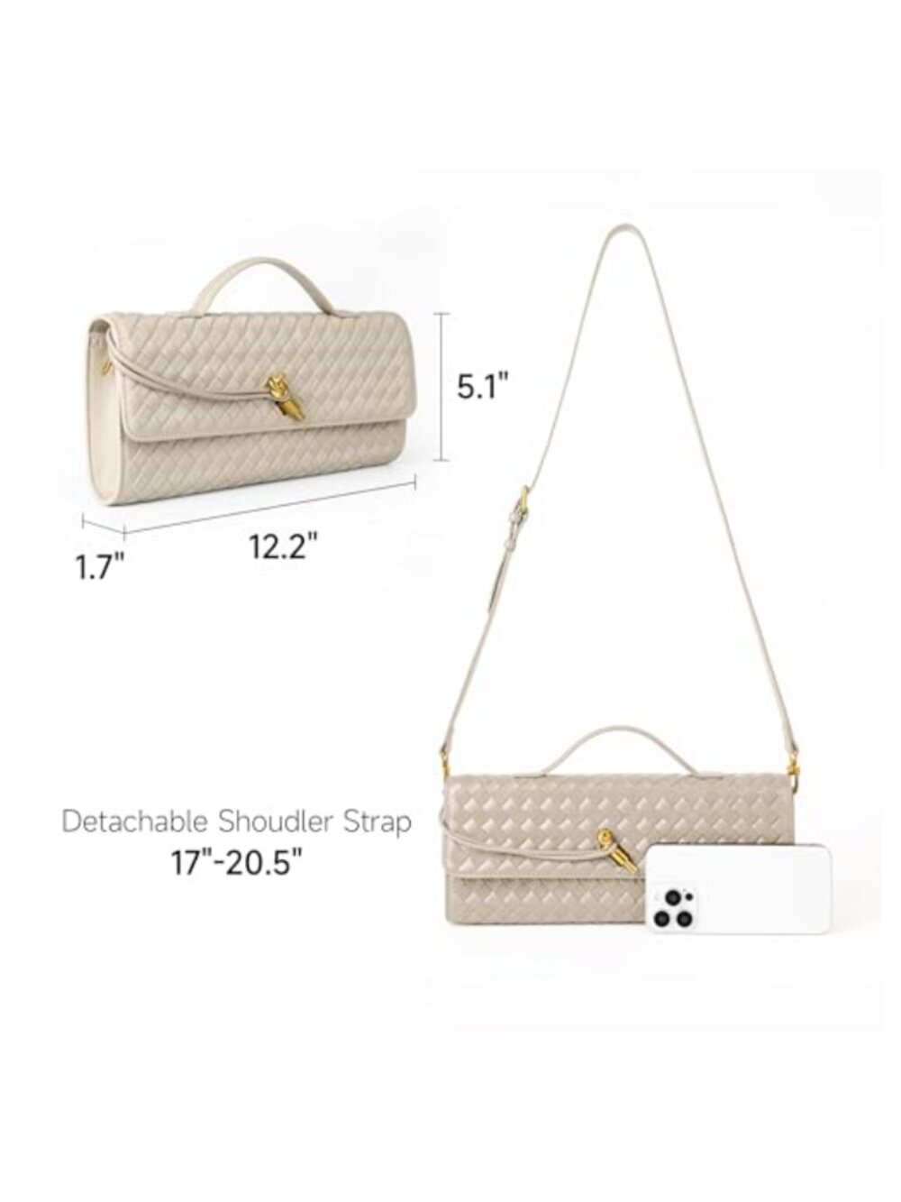 Woven Vegan Leather Suede Clutch Evening Crossbody Bag - Picture 3 of 6